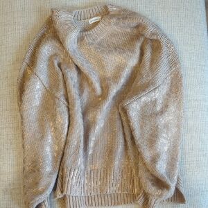 Women's Oversized Crewneck Shimmery Cheetah Sweater